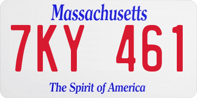 MA license plate 7KY461