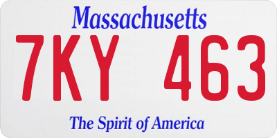 MA license plate 7KY463