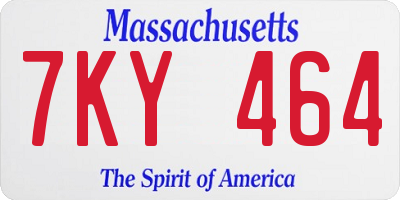 MA license plate 7KY464