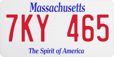 MA license plate 7KY465