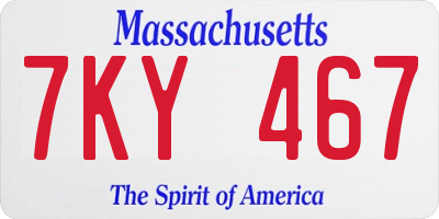 MA license plate 7KY467