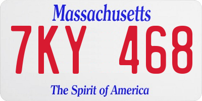 MA license plate 7KY468