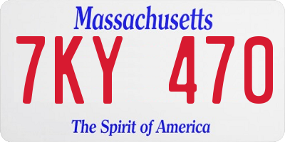 MA license plate 7KY470