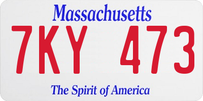 MA license plate 7KY473