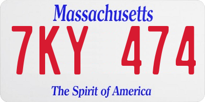 MA license plate 7KY474