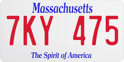 MA license plate 7KY475
