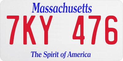 MA license plate 7KY476
