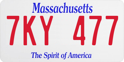 MA license plate 7KY477