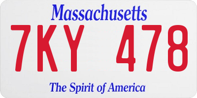 MA license plate 7KY478