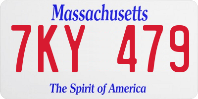 MA license plate 7KY479