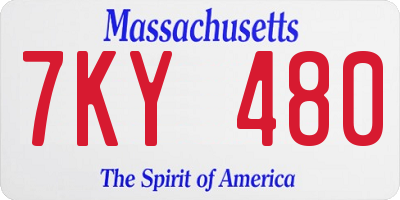 MA license plate 7KY480