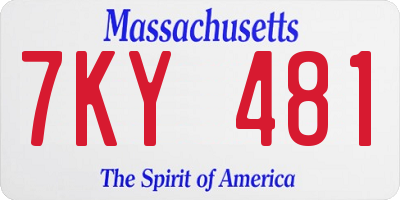 MA license plate 7KY481