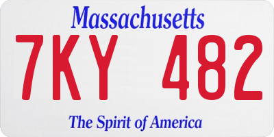 MA license plate 7KY482