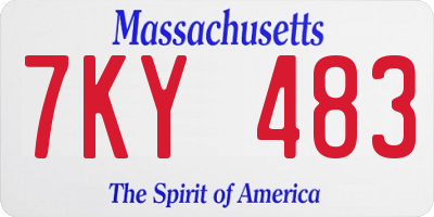 MA license plate 7KY483