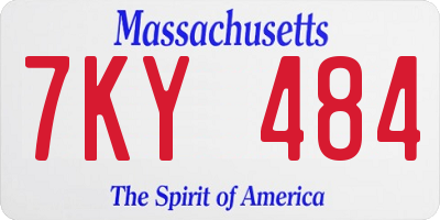 MA license plate 7KY484