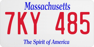 MA license plate 7KY485