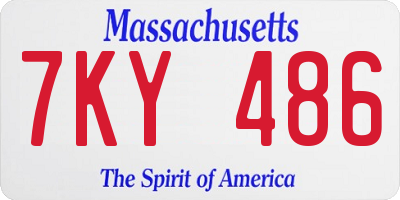 MA license plate 7KY486