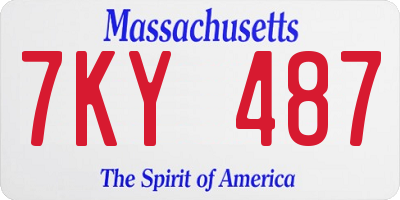 MA license plate 7KY487