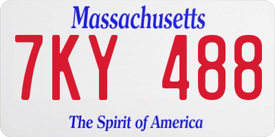 MA license plate 7KY488