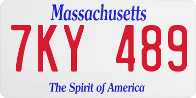 MA license plate 7KY489
