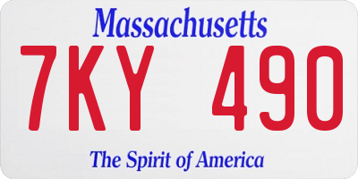 MA license plate 7KY490