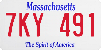 MA license plate 7KY491
