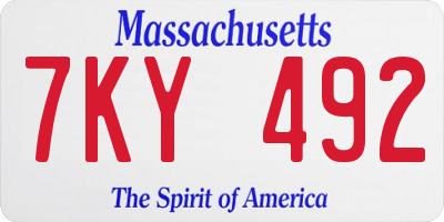 MA license plate 7KY492