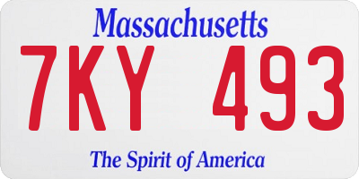 MA license plate 7KY493