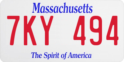 MA license plate 7KY494