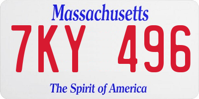 MA license plate 7KY496