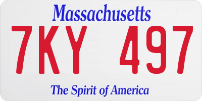 MA license plate 7KY497