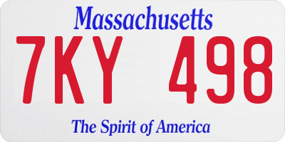 MA license plate 7KY498