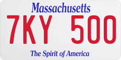 MA license plate 7KY500