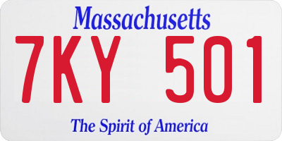 MA license plate 7KY501