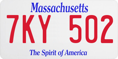 MA license plate 7KY502