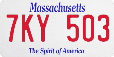 MA license plate 7KY503