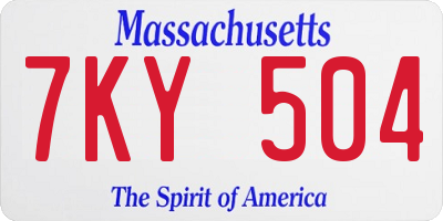 MA license plate 7KY504