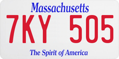 MA license plate 7KY505
