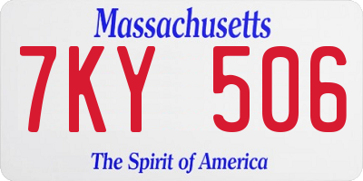 MA license plate 7KY506