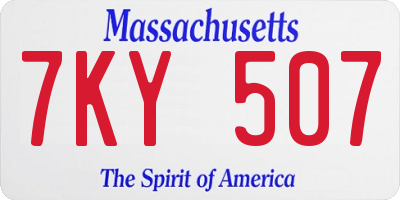 MA license plate 7KY507
