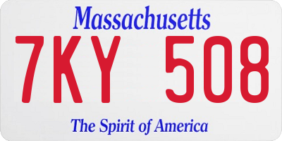 MA license plate 7KY508