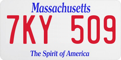 MA license plate 7KY509