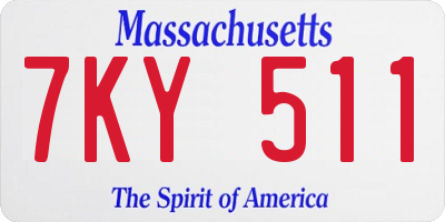 MA license plate 7KY511