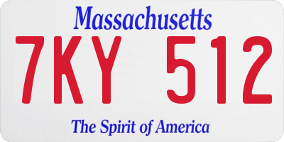MA license plate 7KY512