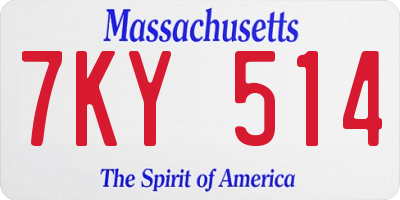 MA license plate 7KY514