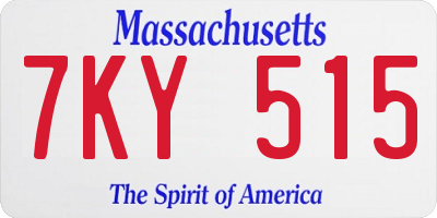 MA license plate 7KY515