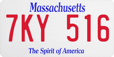 MA license plate 7KY516