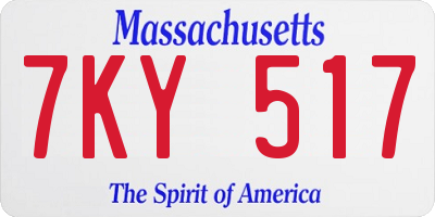 MA license plate 7KY517
