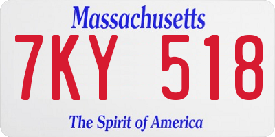 MA license plate 7KY518