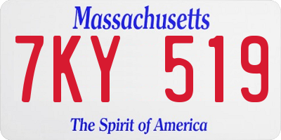 MA license plate 7KY519